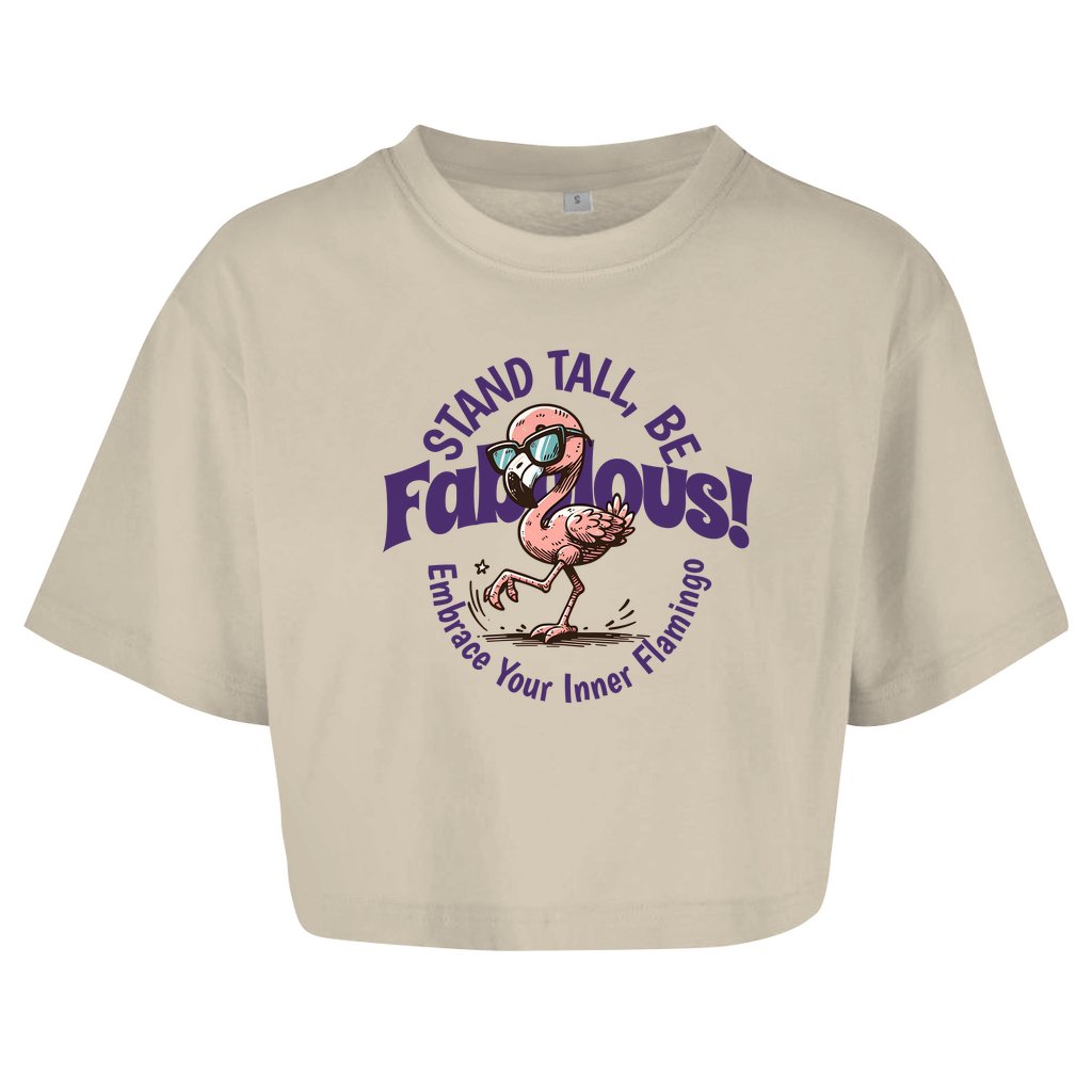 Damen Oversize Crop Top "Stand Tall, Be Fabulous" - Grafikmagie