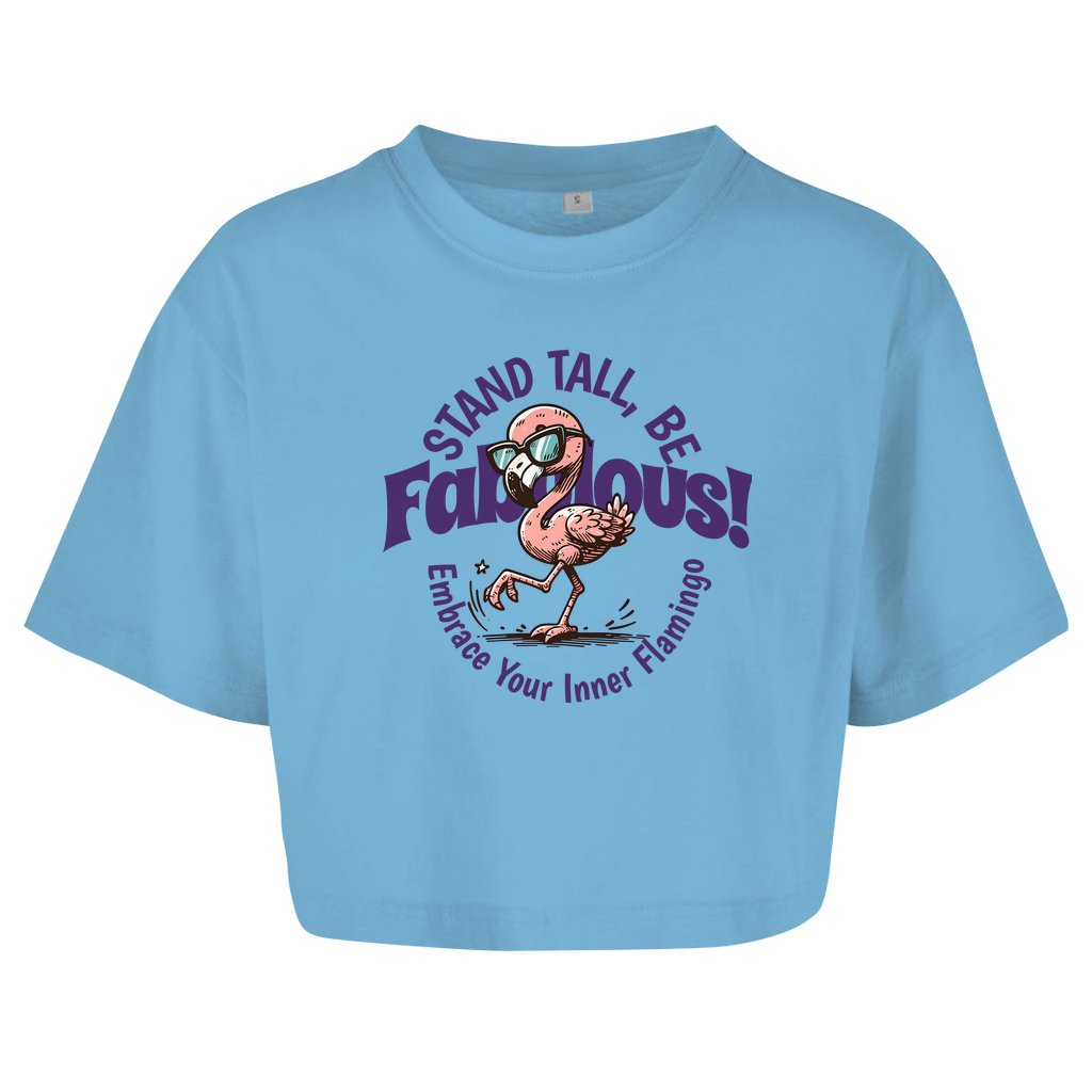 Damen Oversize Crop Top "Stand Tall, Be Fabulous" - Grafikmagie