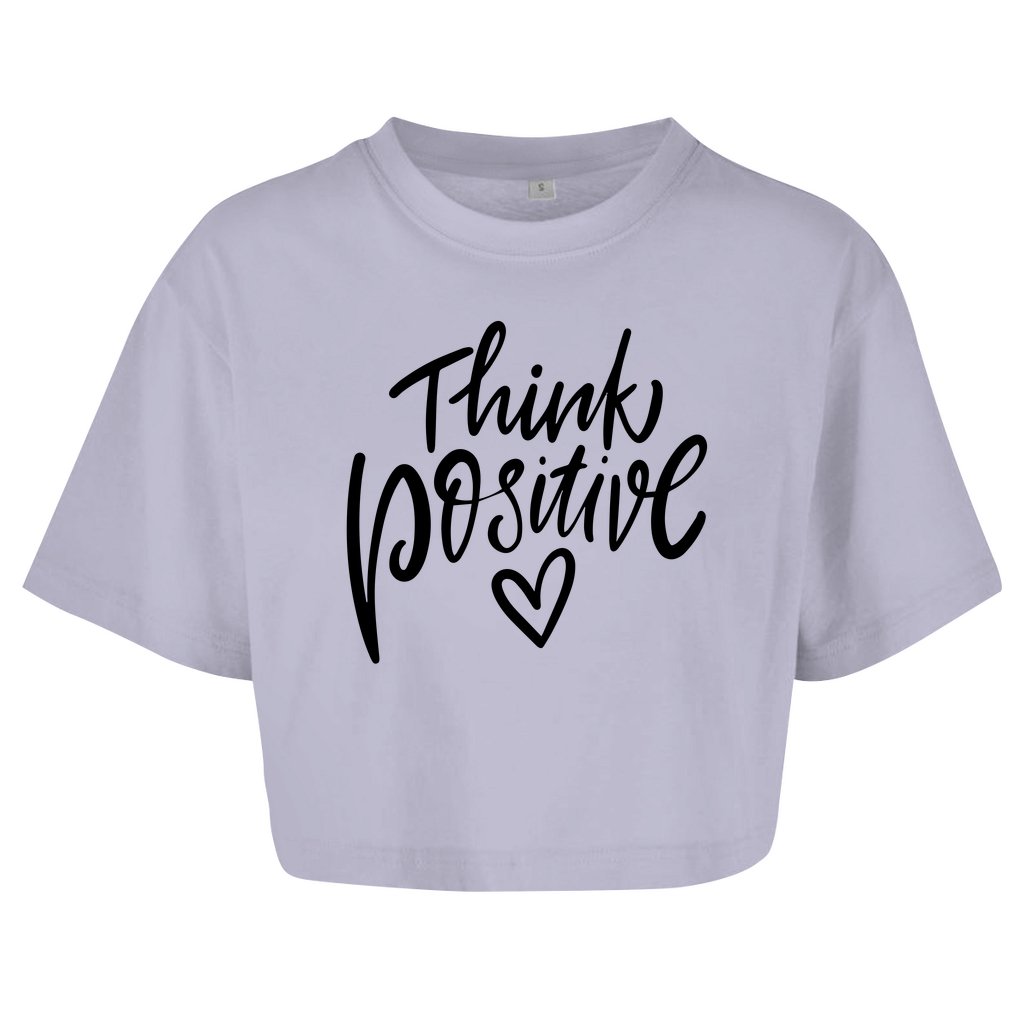 Damen Oversize Crop Top "Think Positive" - Grafikmagie
