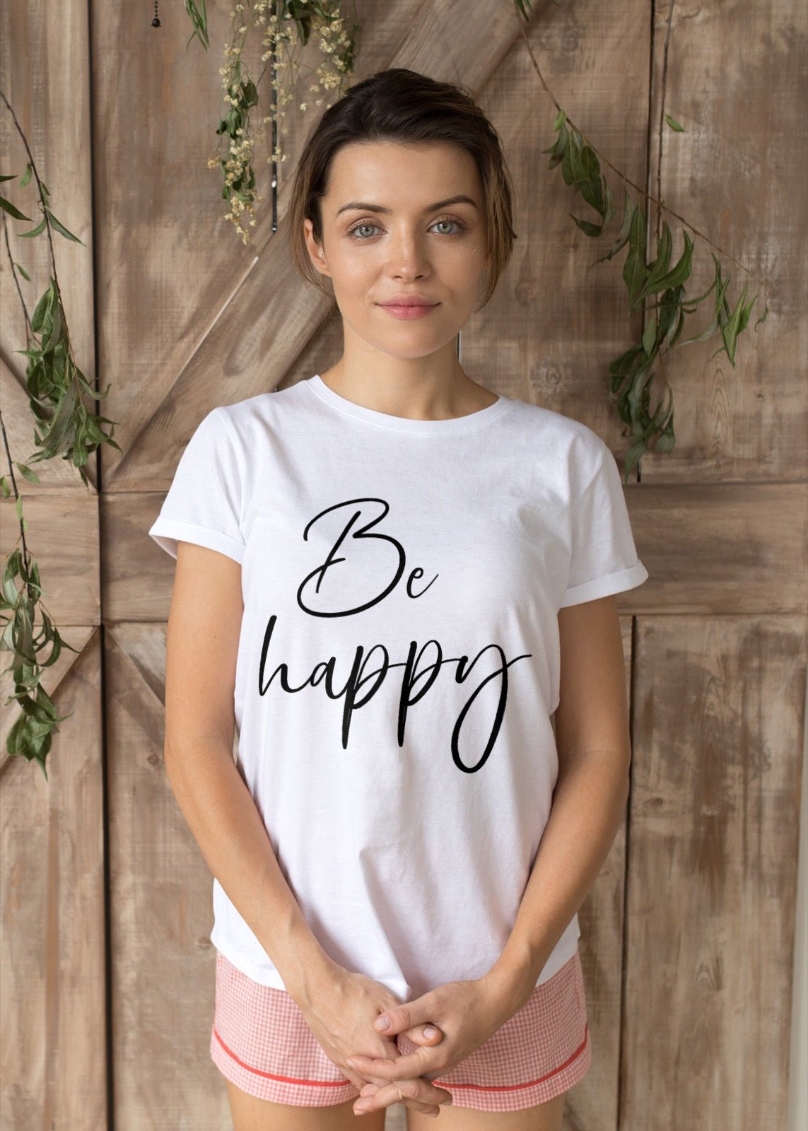 Damen T-Shirt "Be happy" - Grafikmagie