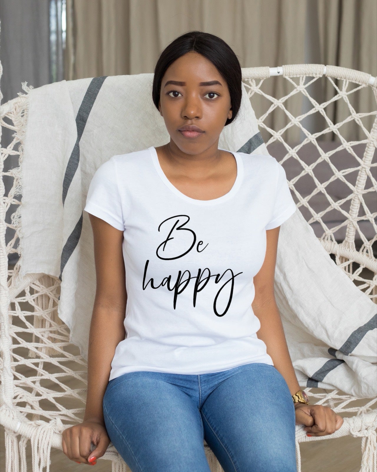 Damen T-Shirt "Be happy" - Grafikmagie