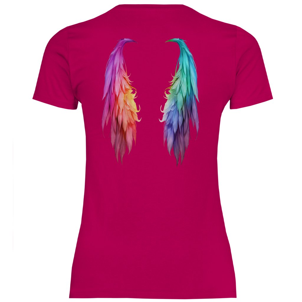Damen T-Shirt "Regenbogen Flügel" - Grafikmagie