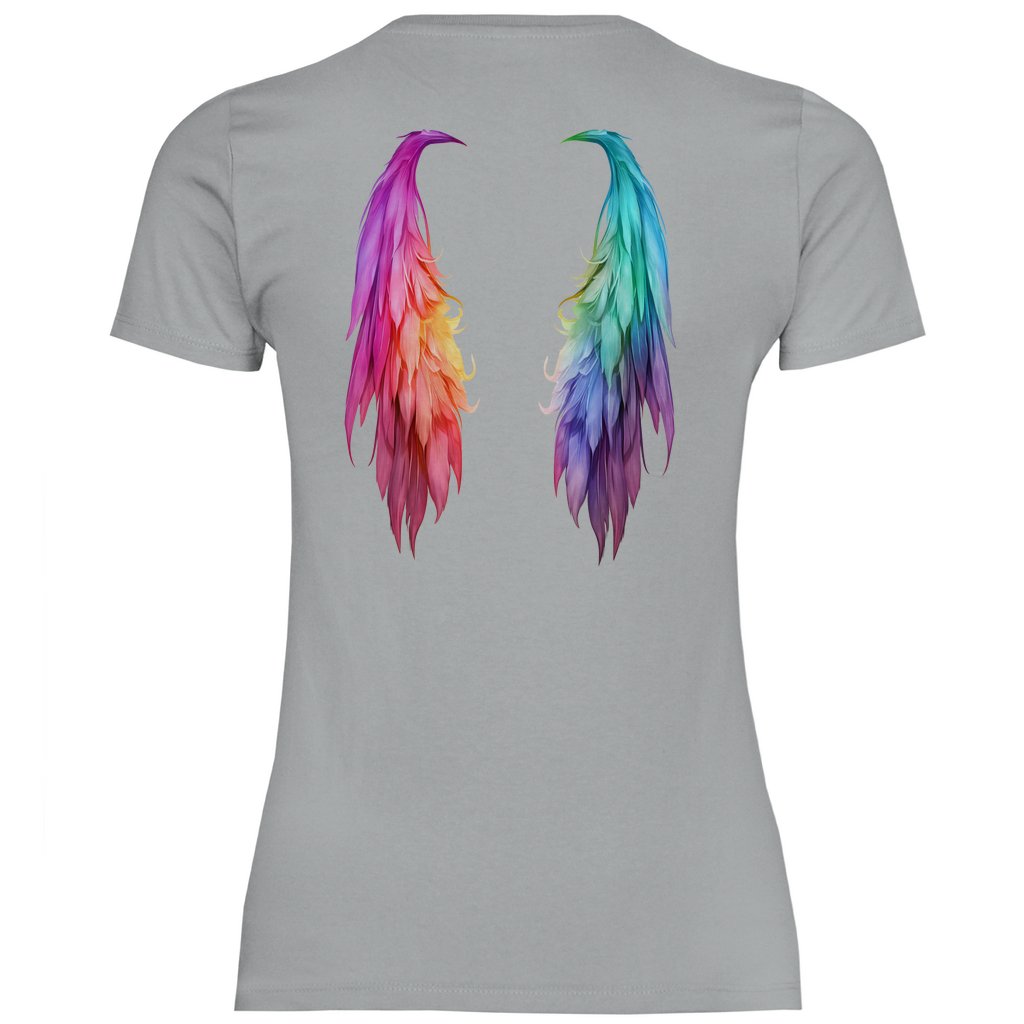 Damen T-Shirt "Regenbogen Flügel" - Grafikmagie