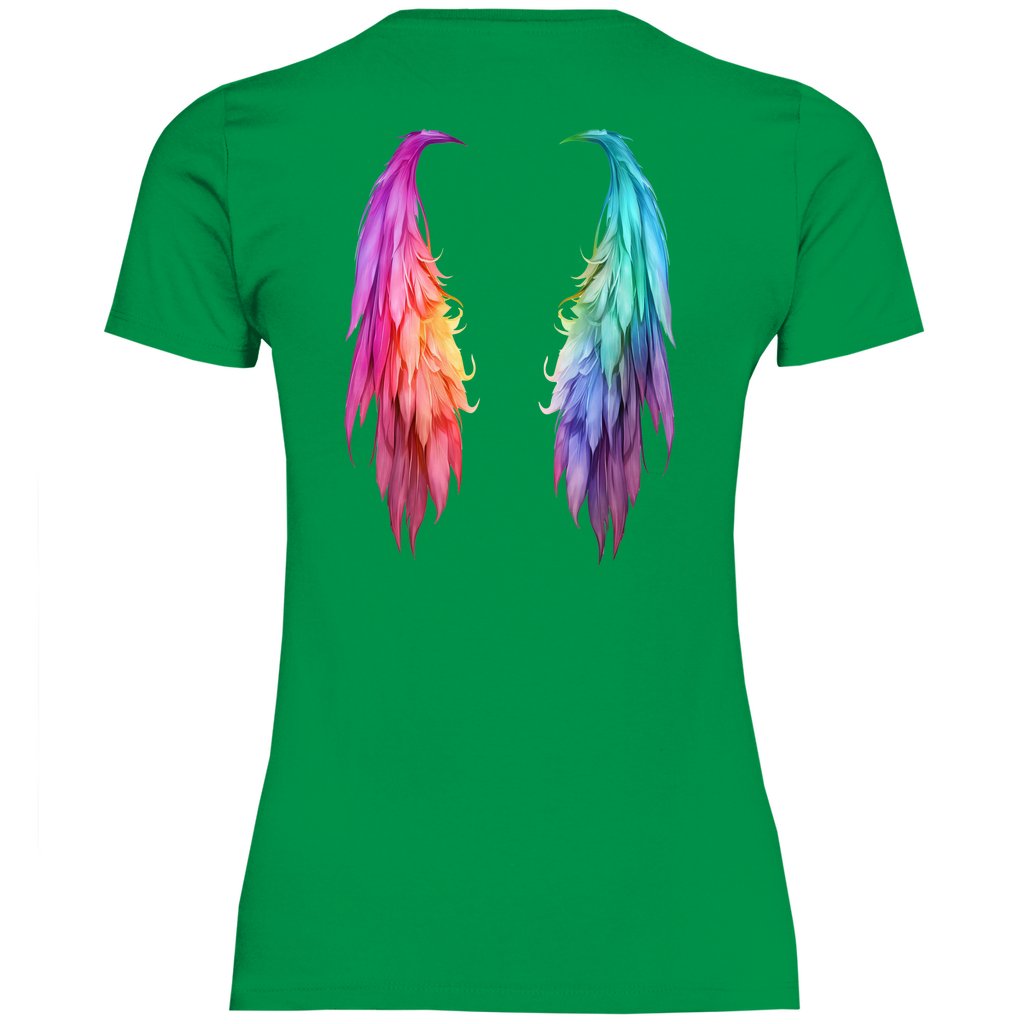 Damen T-Shirt "Regenbogen Flügel" - Grafikmagie