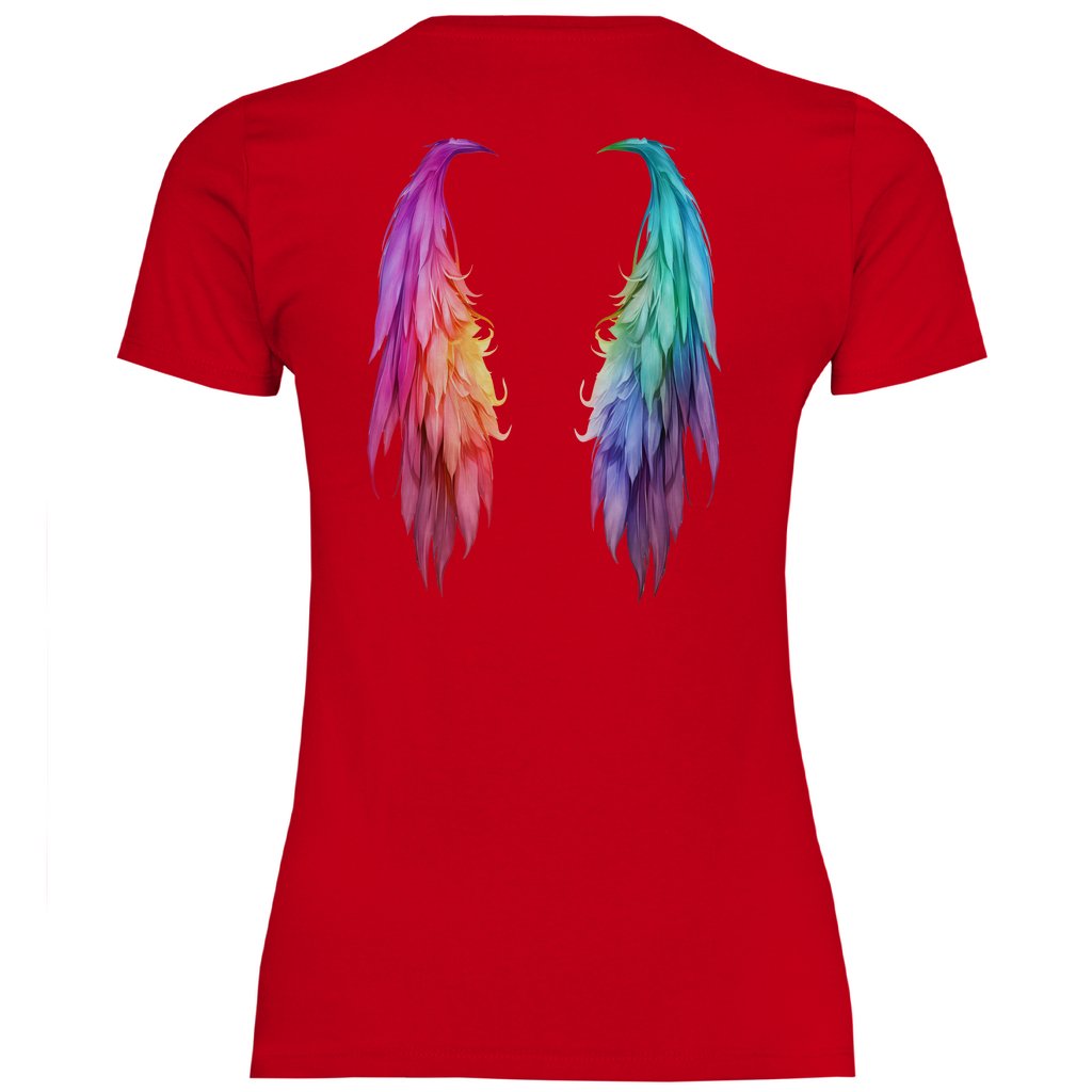 Damen T-Shirt "Regenbogen Flügel" - Grafikmagie