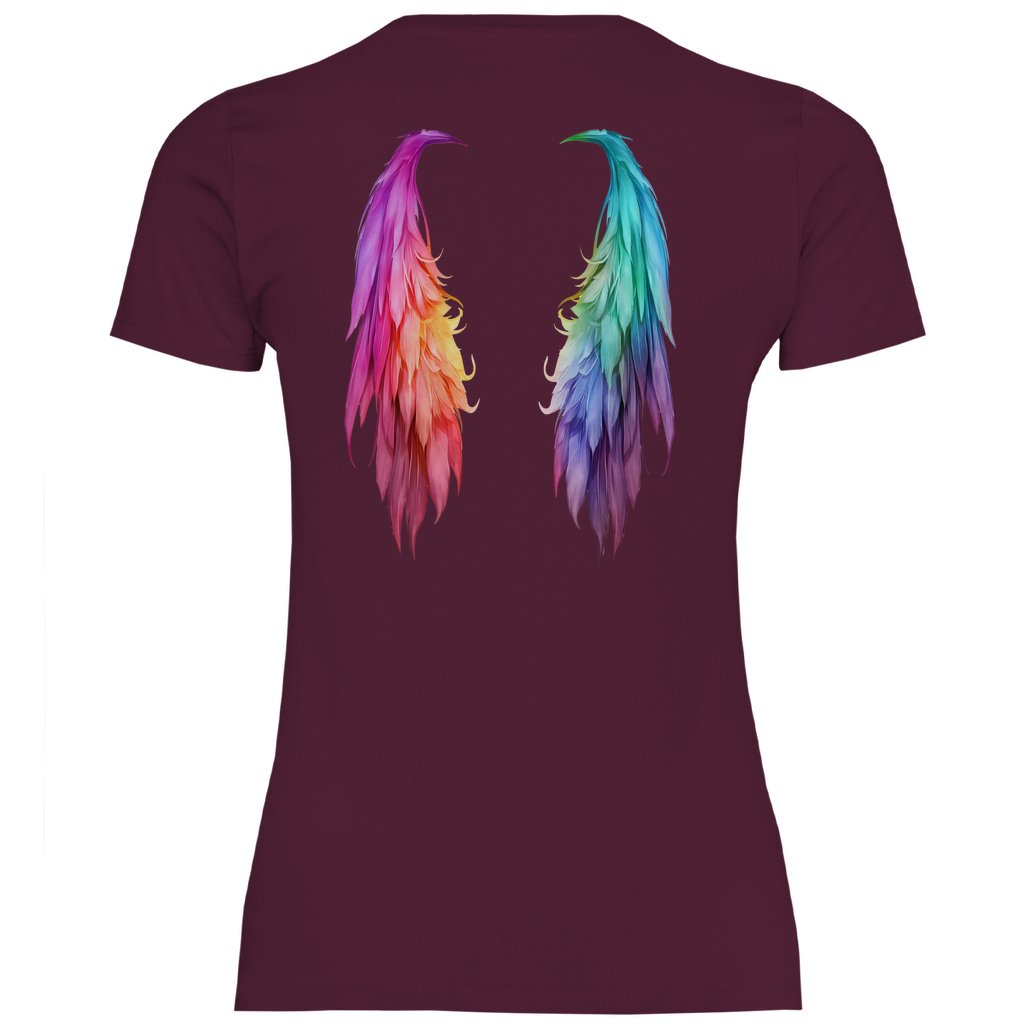 Damen T-Shirt "Regenbogen Flügel" - Grafikmagie