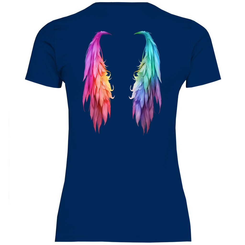 Damen T-Shirt "Regenbogen Flügel" - Grafikmagie