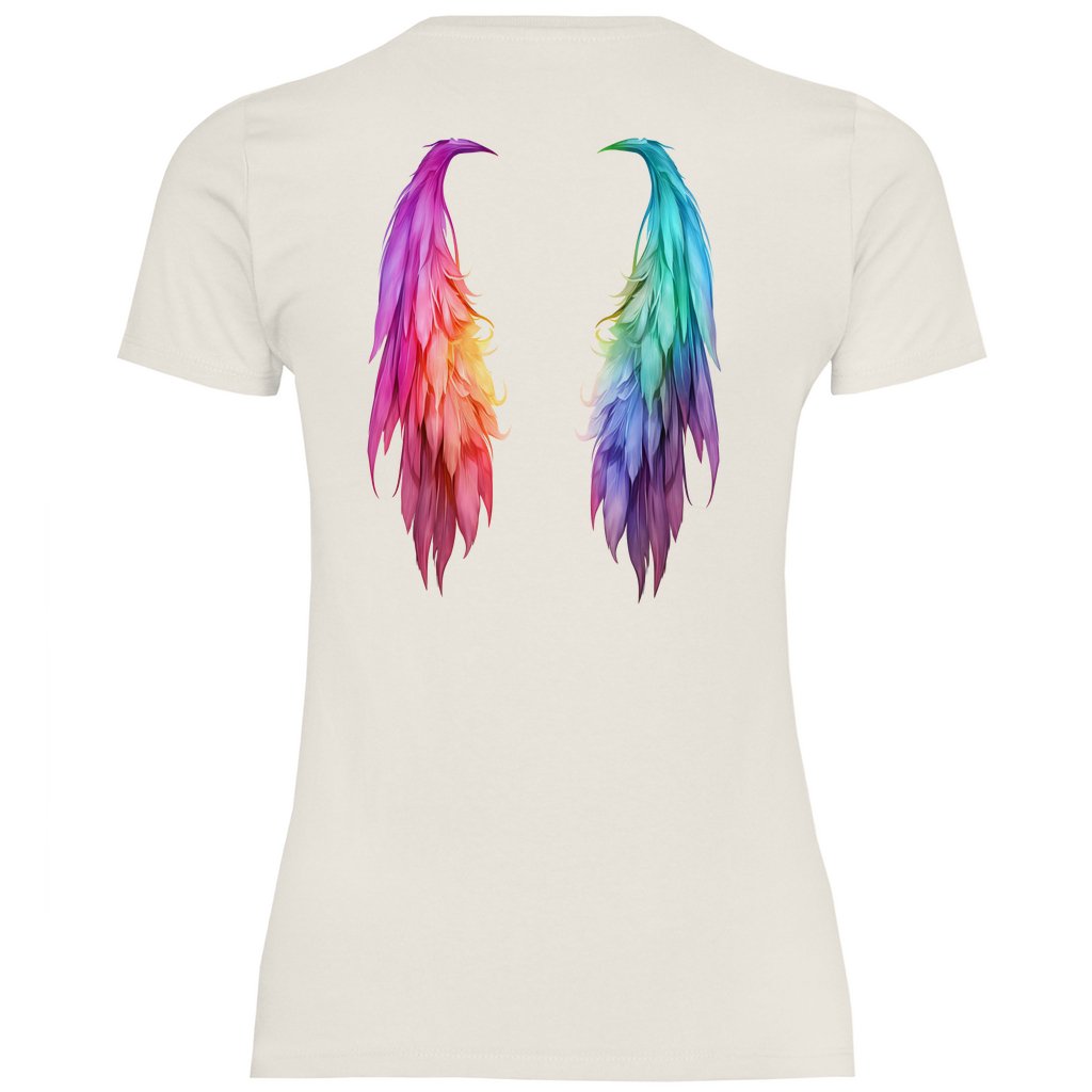 Damen T-Shirt "Regenbogen Flügel" - Grafikmagie