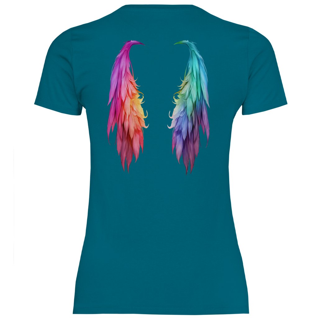 Damen T-Shirt "Regenbogen Flügel" - Grafikmagie
