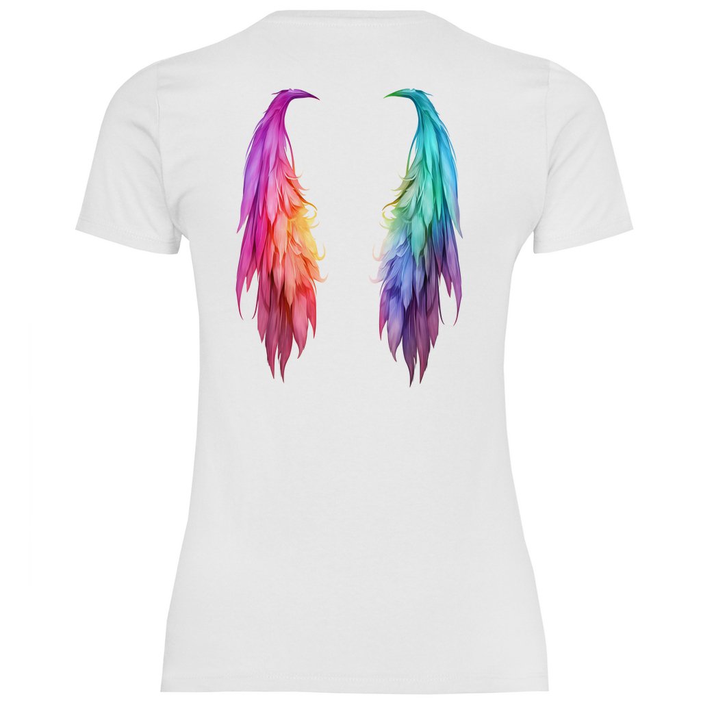 Damen T-Shirt "Regenbogen Flügel" - Grafikmagie