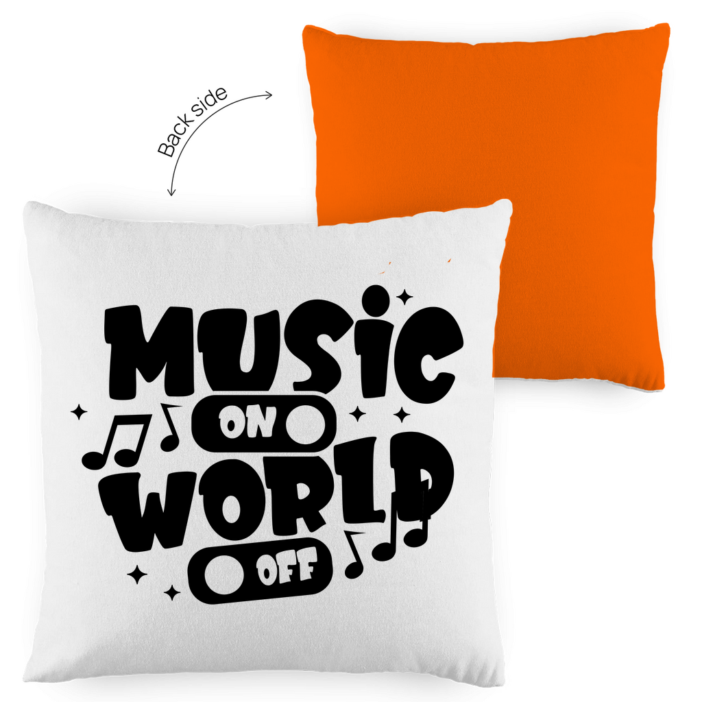 Kopfkissen zweifarbig "Music on World Off" - Grafikmagie