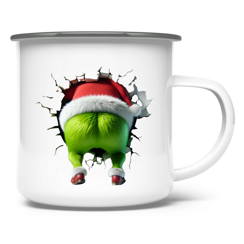 Emaille Tasse "Grinch Break Through" - Grafikmagie