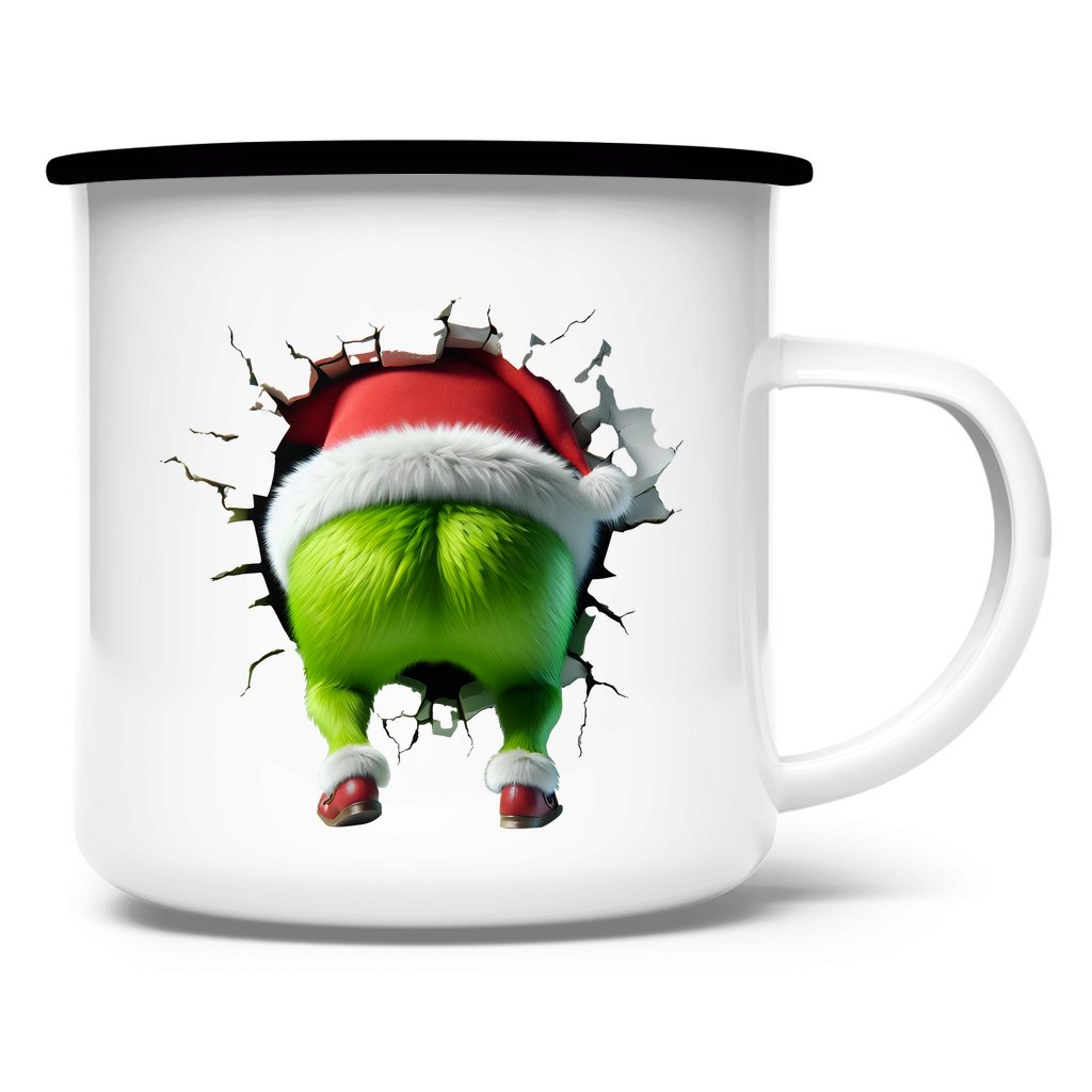 Emaille Tasse "Grinch Break Through" - Grafikmagie