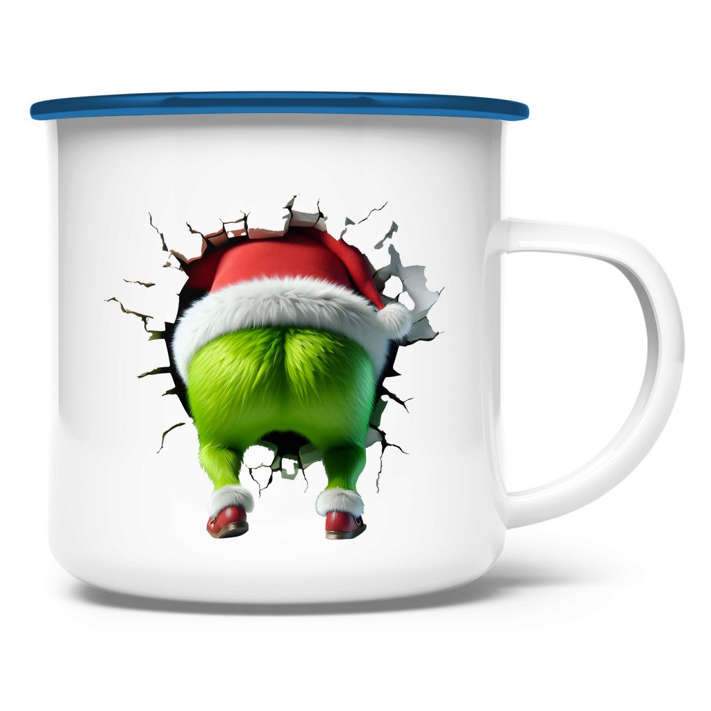 Emaille Tasse "Grinch Break Through" - Grafikmagie