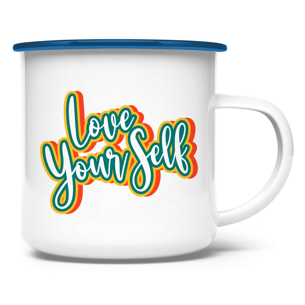 Emaille Tasse "Love yourself" - Grafikmagie