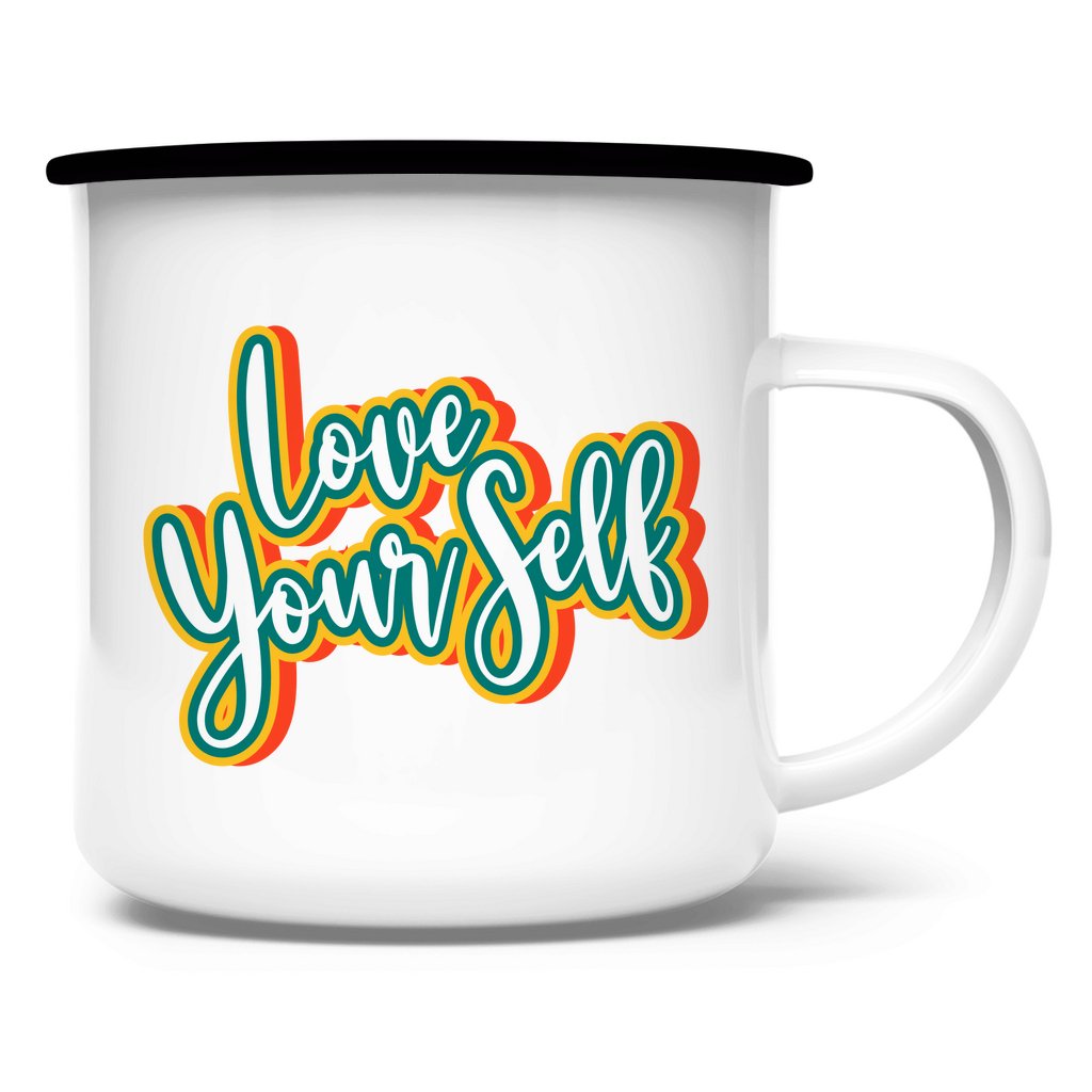 Emaille Tasse "Love yourself" - Grafikmagie