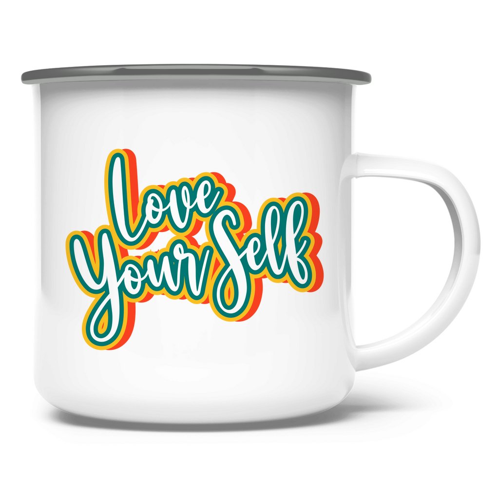 Emaille Tasse "Love yourself" - Grafikmagie