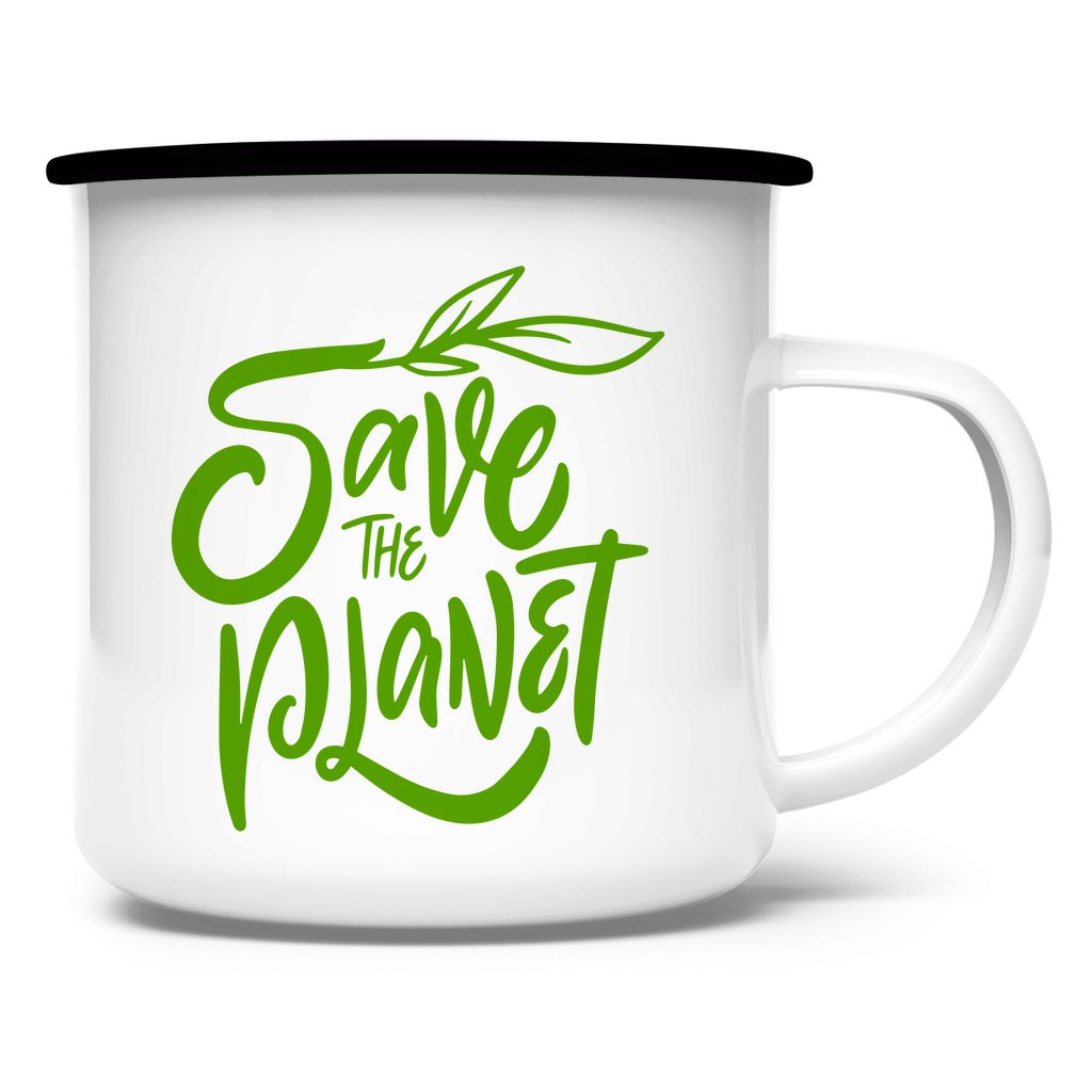 Emaille Tasse "Save the Planet" - Grafikmagie