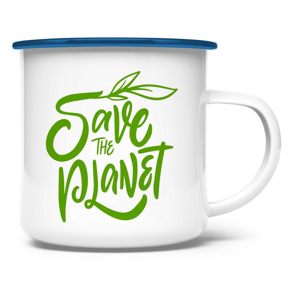 Emaille Tasse "Save the Planet" - Grafikmagie