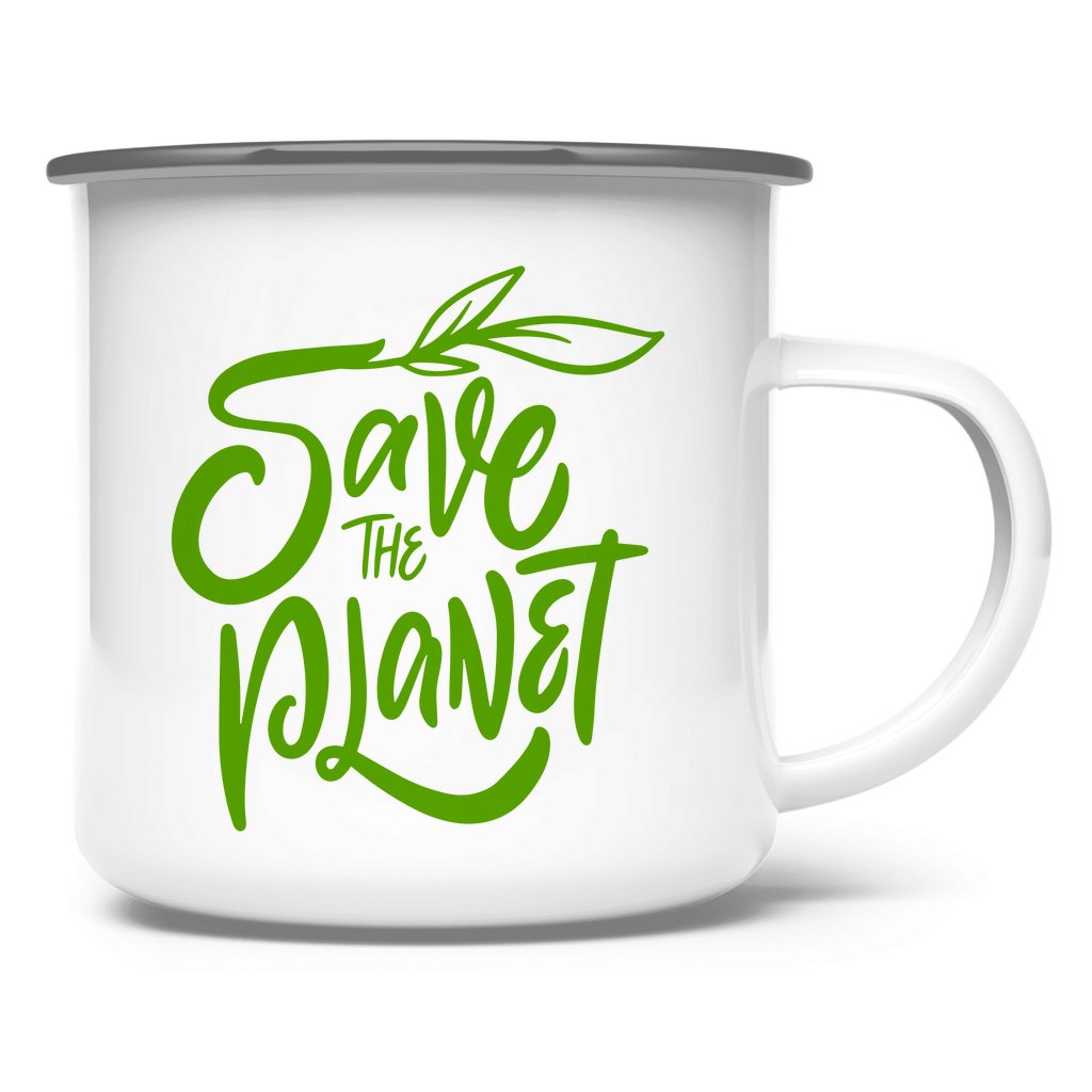 Emaille Tasse "Save the Planet" - Grafikmagie