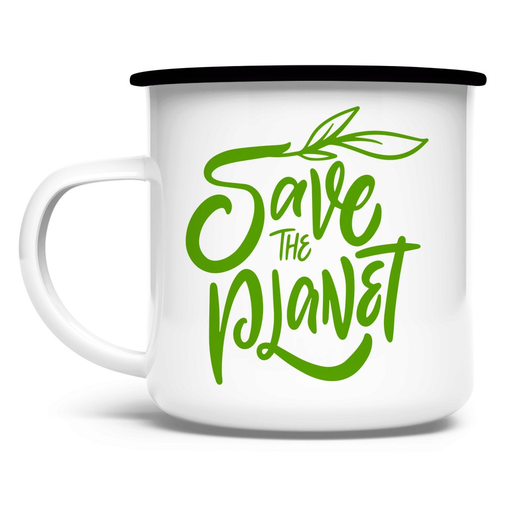 Emaille Tasse "Save the Planet" - Grafikmagie