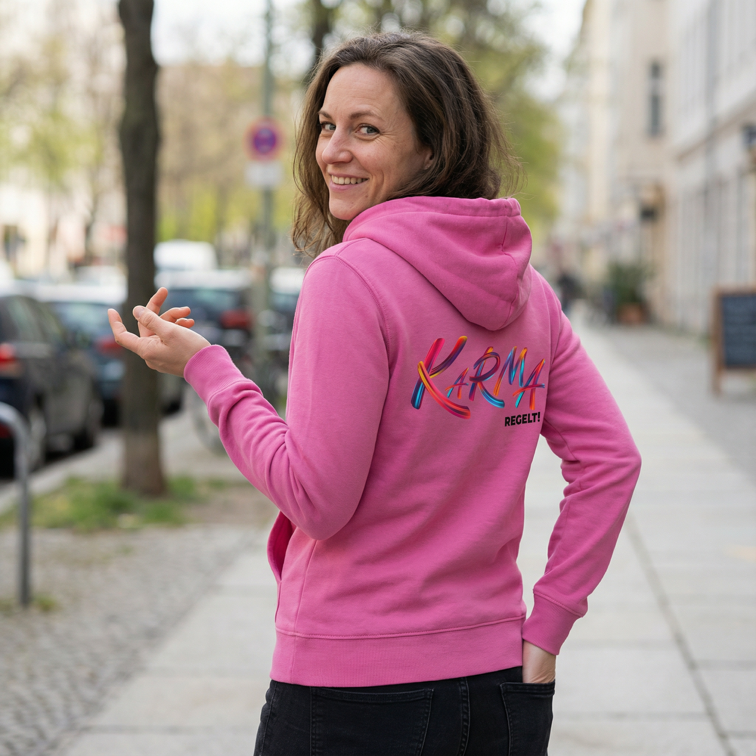 Karma regelt Damen Zip-Hoodie
