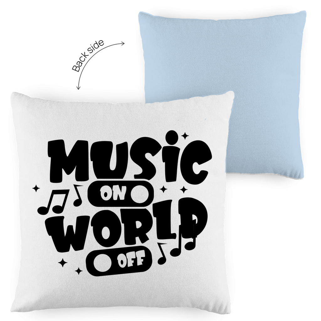 Kopfkissen zweifarbig "Music on World Off" - Grafikmagie