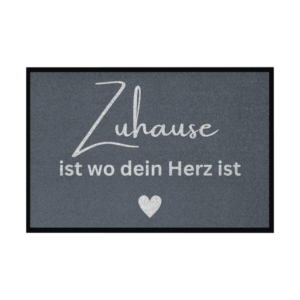 Fußmatte mit Gummirand "Zuhause ist da wo dein Herz ist" - Grafikmagie