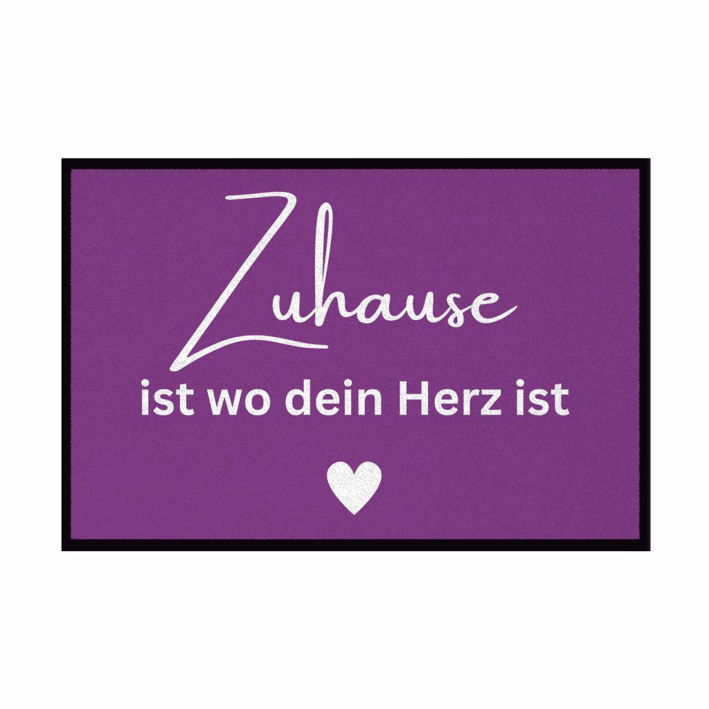 Fußmatte mit Gummirand "Zuhause ist da wo dein Herz ist" - Grafikmagie