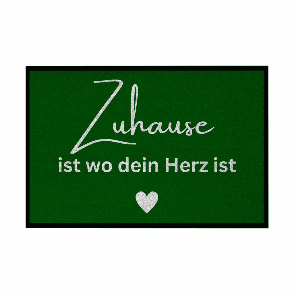 Fußmatte mit Gummirand "Zuhause ist da wo dein Herz ist" - Grafikmagie