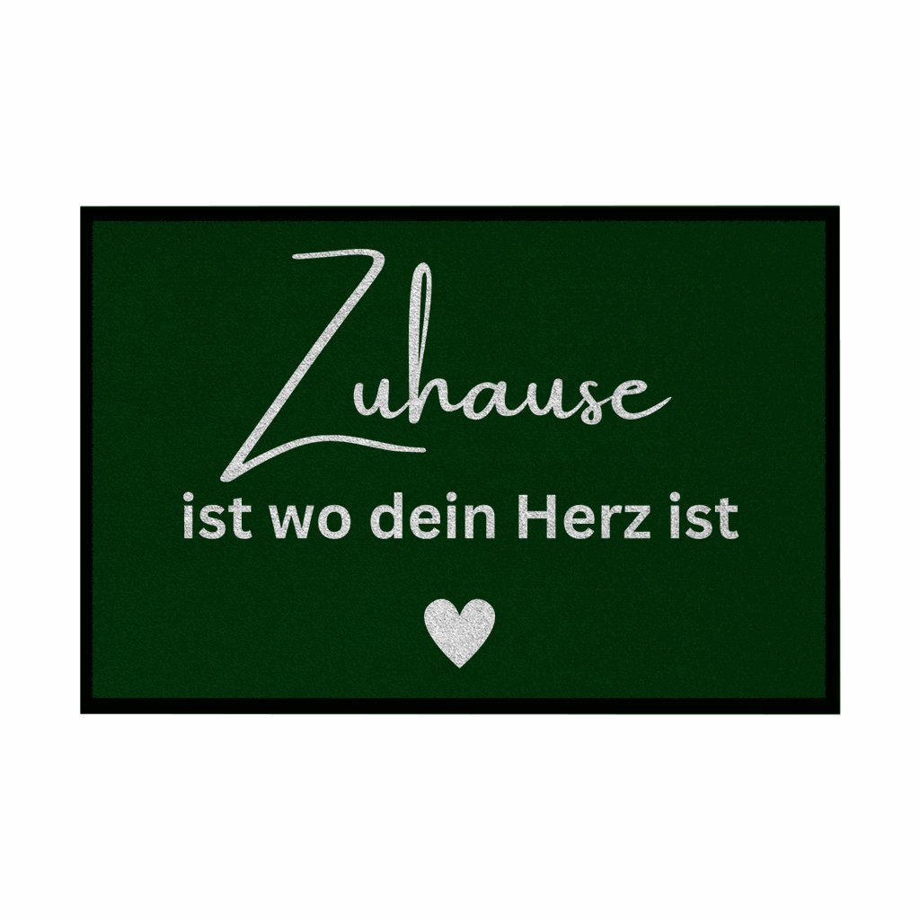 Fußmatte mit Gummirand "Zuhause ist da wo dein Herz ist" - Grafikmagie