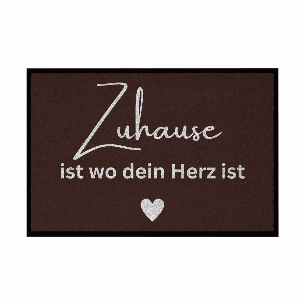 Fußmatte mit Gummirand "Zuhause ist da wo dein Herz ist" - Grafikmagie