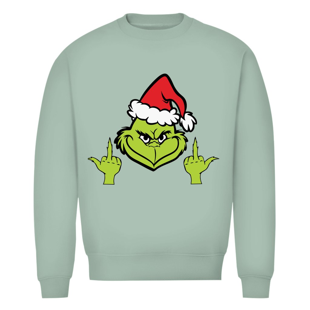 Herren Bio Sweatshirt "Grinch Mittelfinger" - Grafikmagie