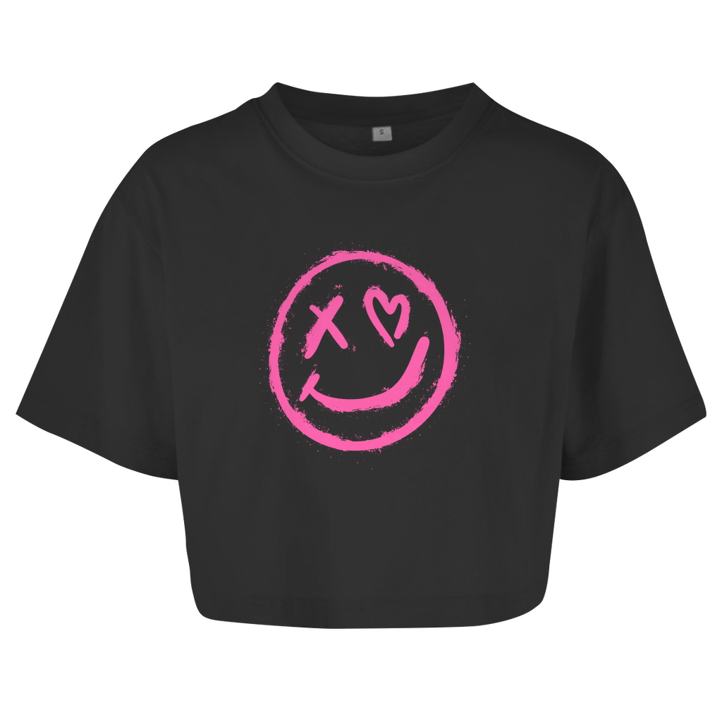 Damen Oversize Crop Top  "smiley"