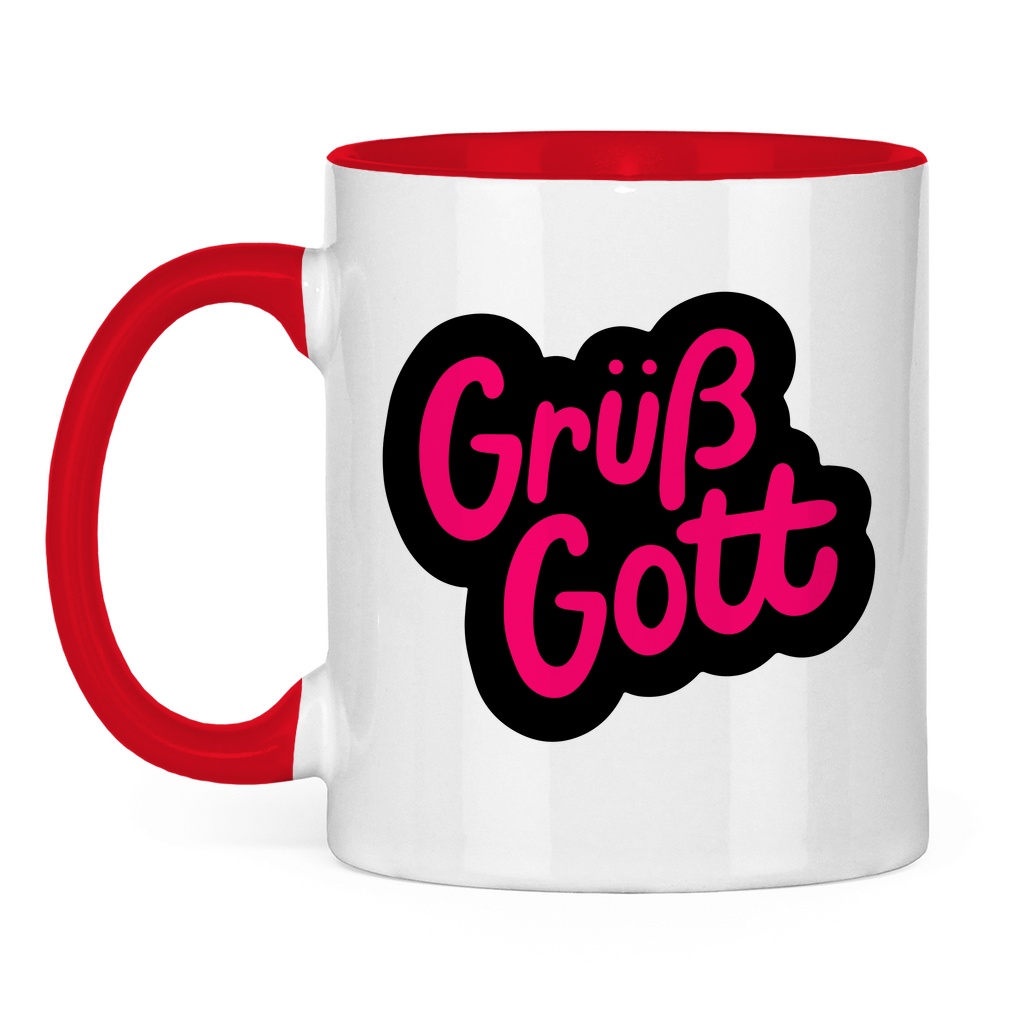 Tasse zweifarbig "Grüß Gott" - Grafikmagie