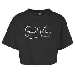 Damen Oversize Crop Top  "Good Vibes"