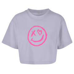 Damen Oversize Crop Top  "smiley"