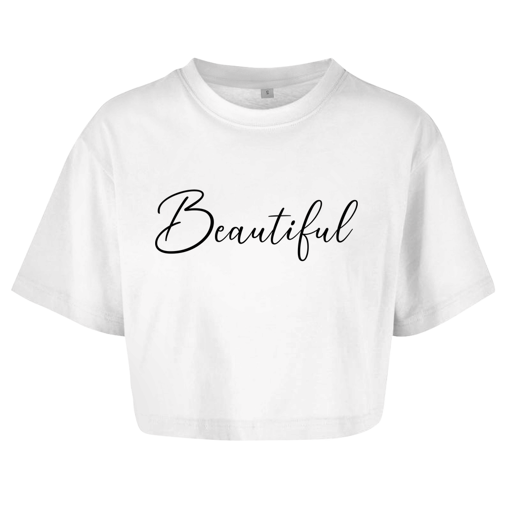 Damen Oversize Crop Top  "Beautiful"