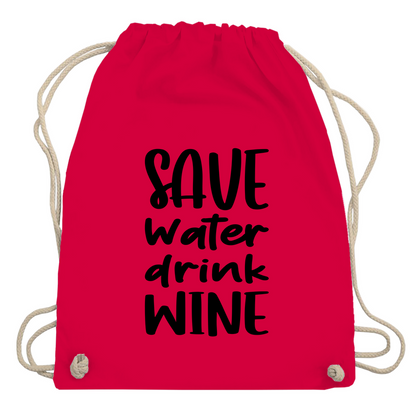 Turnbeutel "Save water drink wine"