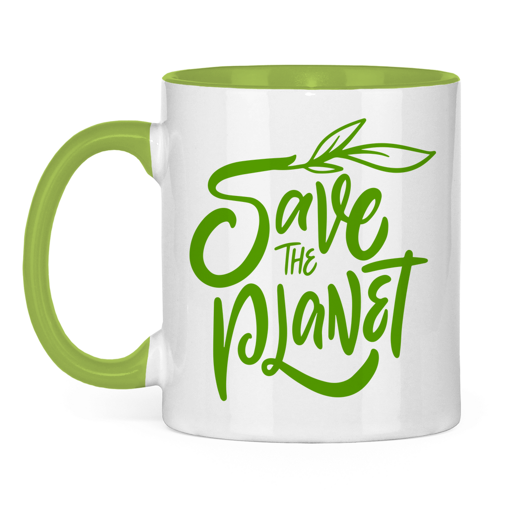Tasse zweifarbig "Save the Planet" - Grafikmagie