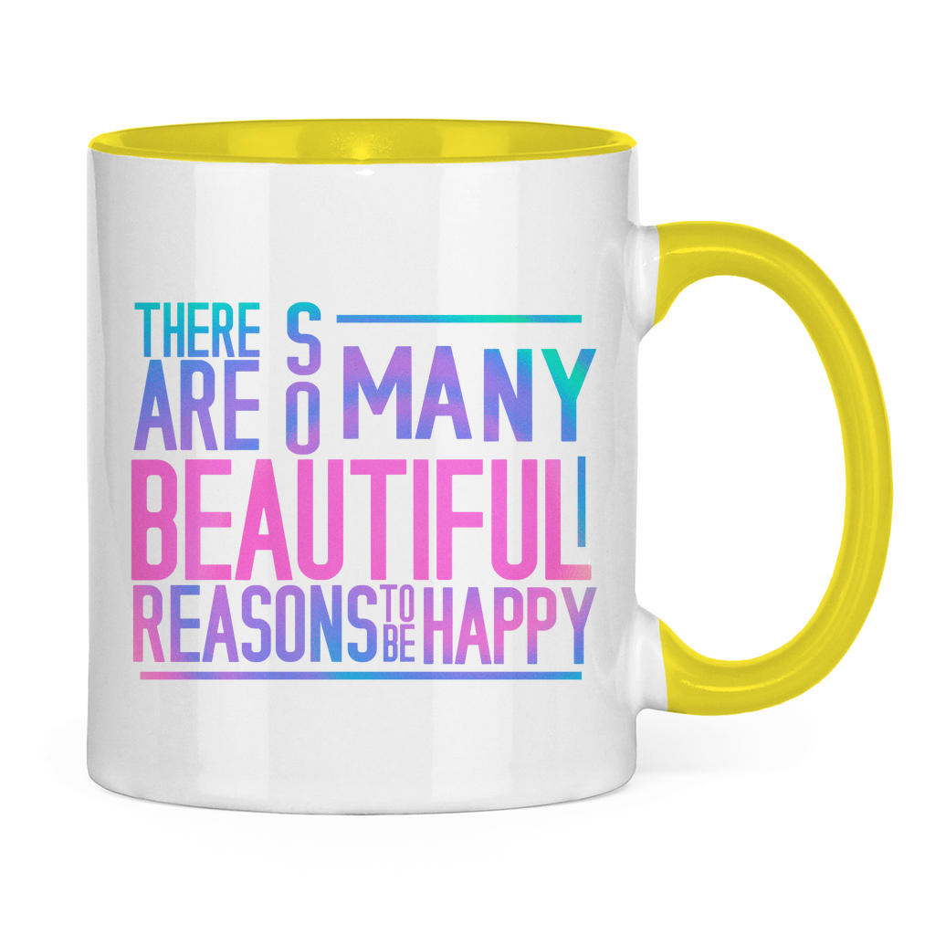 Tasse zweifarbig "So many reasons to be happy" - Grafikmagie