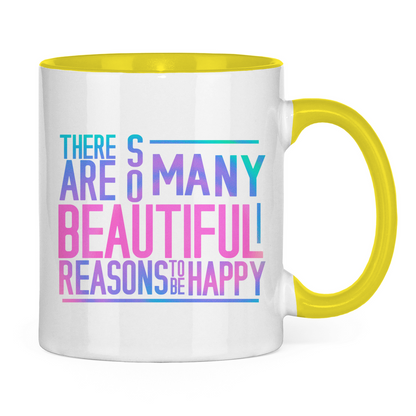 Tasse zweifarbig "So many reasons to be happy" - Grafikmagie