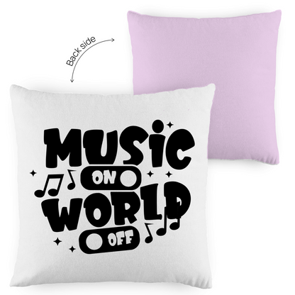 Kopfkissen zweifarbig "Music on World Off" - Grafikmagie
