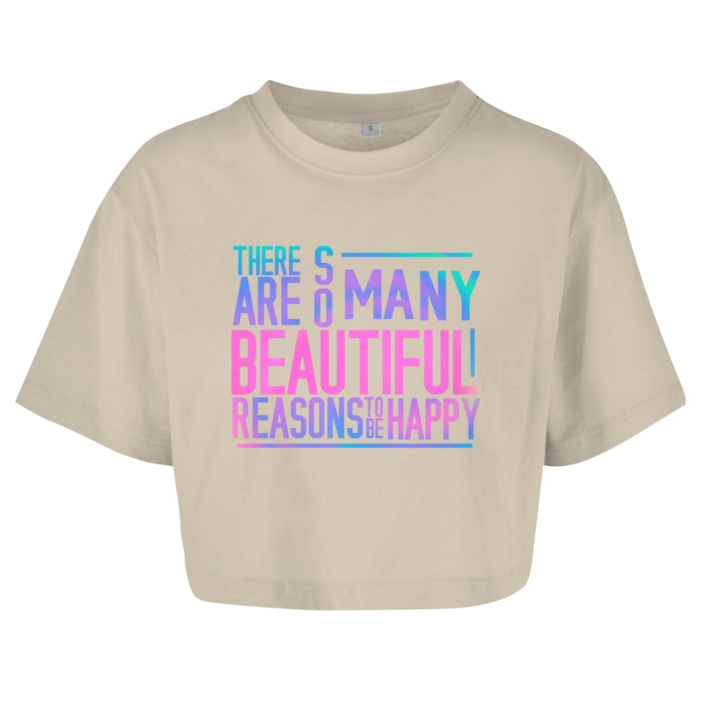 Damen Oversize Crop Top  "So many reasons to be Happy"