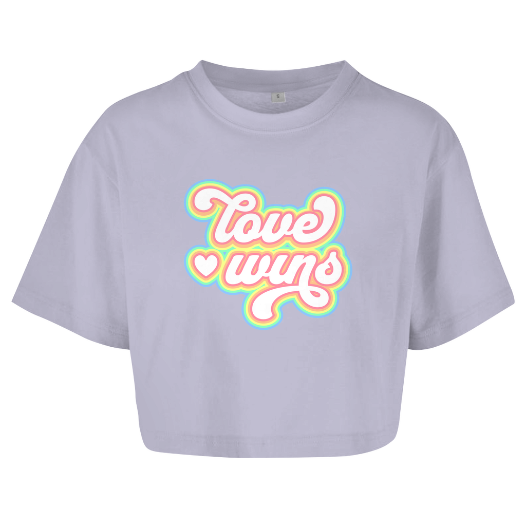 Damen Oversize Crop Top  "Love Wins"