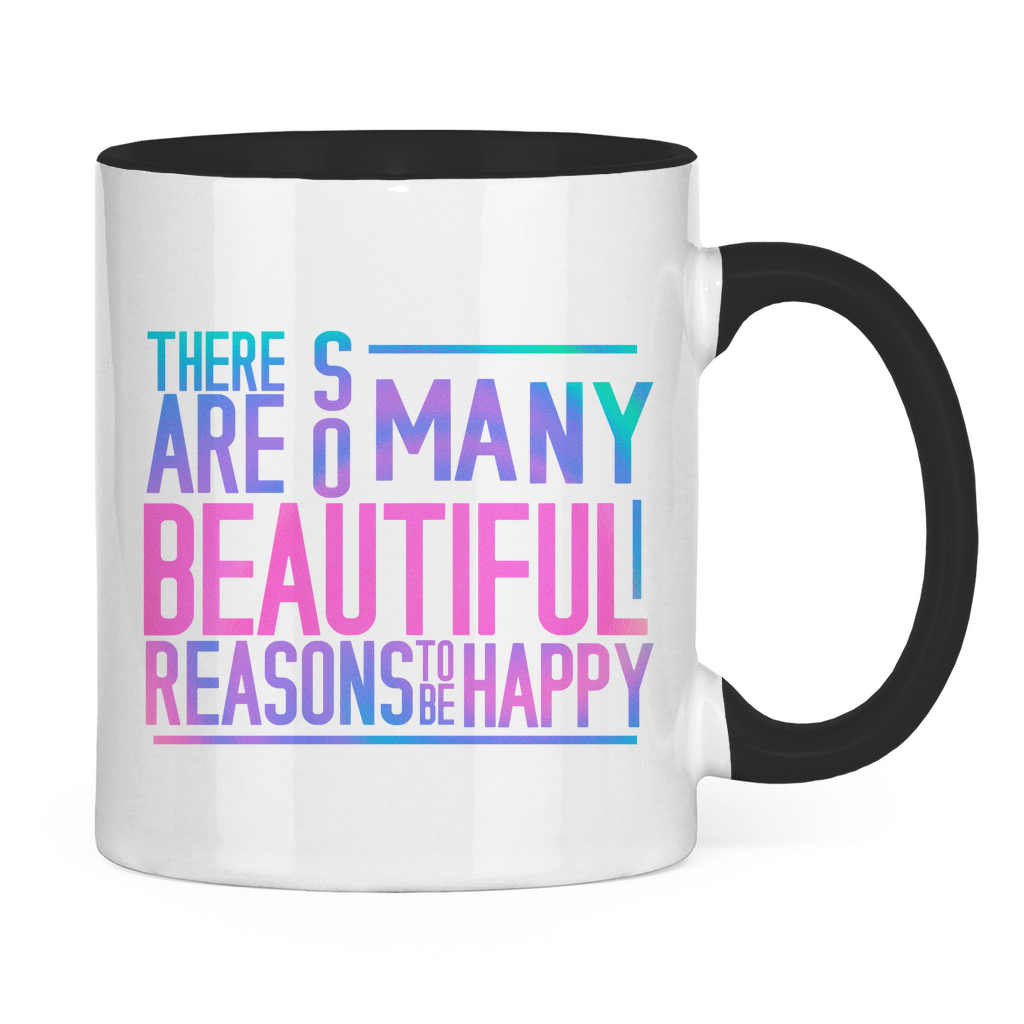Tasse zweifarbig "So many reasons to be happy" - Grafikmagie