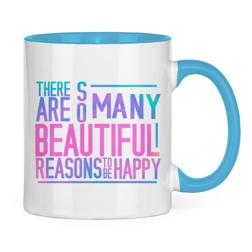 Tasse zweifarbig "So many reasons to be happy" - Grafikmagie