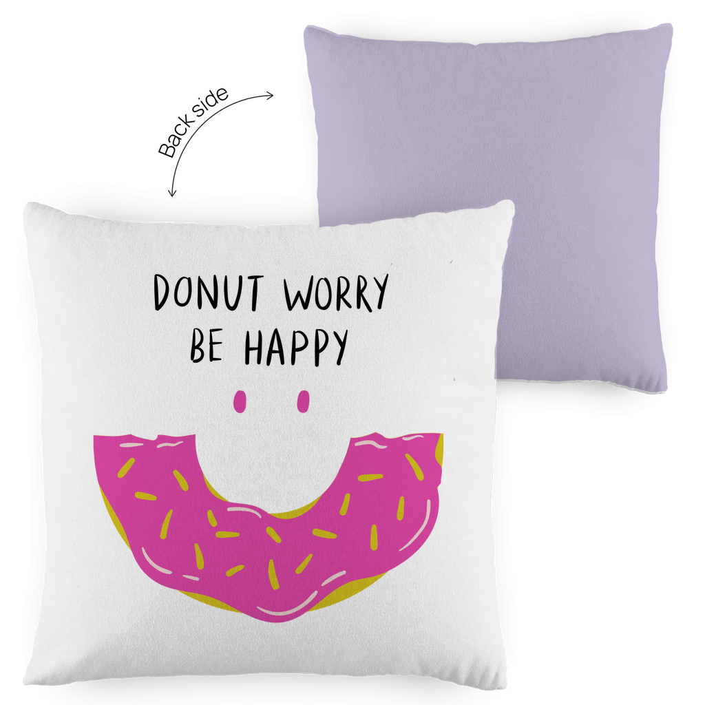 Kopfkissen zweifarbig "Donut worry be happy" - Grafikmagie