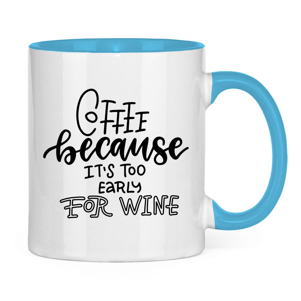 Tasse zweifarbig "Coffee because" - Grafikmagie
