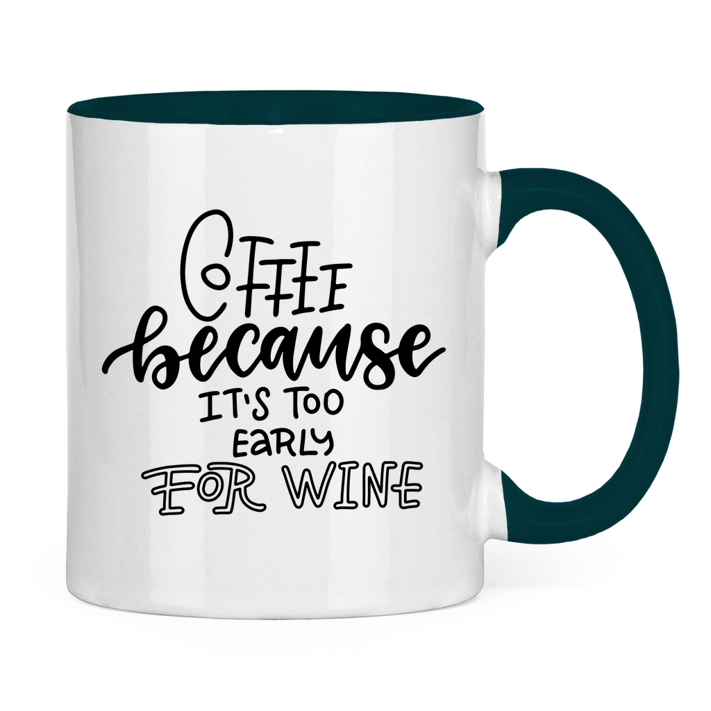 Tasse zweifarbig "Coffee because" - Grafikmagie